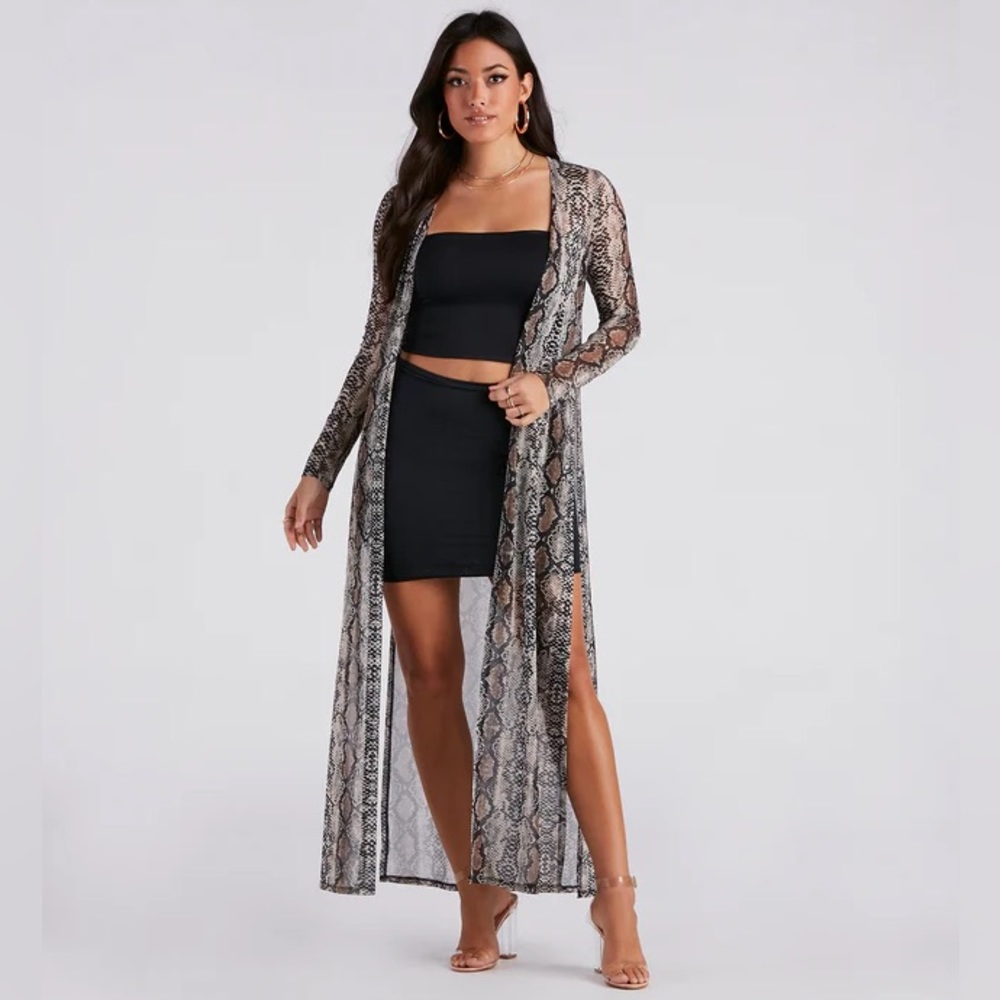 Women’s Sultry Slither Mesh Snake Print Duster size S - Picture 5 of 7